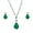 Green, variant on Sterling Silver Solitaire Pear Cut Cubic Zirconia CZ 2-Stone Fashion Necklace and Earrings Set for Women, Rhodium Plated, Purple