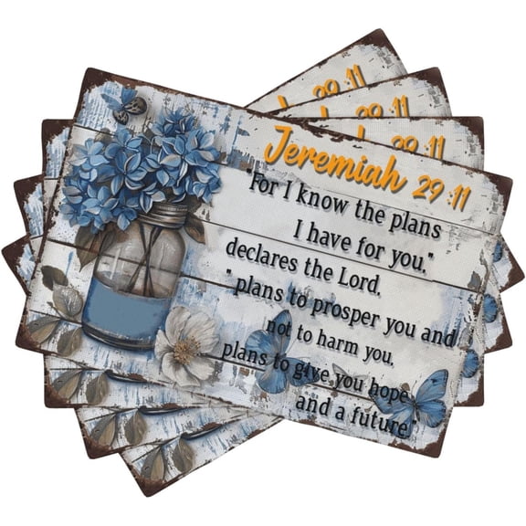 Bible Verse Placemats Religious Table Mats Place Mats Christian Scripture Linen Fabric Placemats Table Dining Party 12x18 Inch Set of 4 Religious
