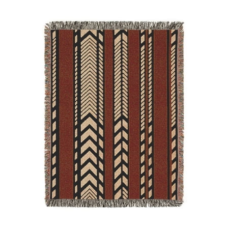 Brown and Black Geometric Chevron Woven Blanket 100% Cotton Rustic Abstract Home Decor
