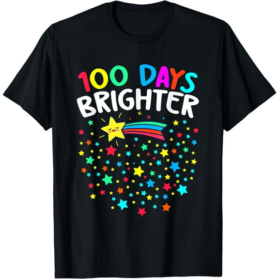 100 Days Brighter Happy 100 Days Of School Teachers Kids T-Shirt