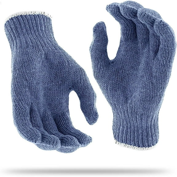 Gray Knit Gloves for Men 10" Washable Cotton Work Gloves with Elastic Knit Wrist 10 Oz. Pack of 12