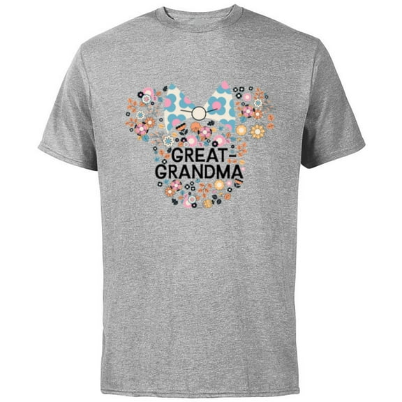 Disney Minnie Mouse Great-Grandma Icon Flowers Mother’s Day - Short Sleeve Cotton T-Shirt for Adults - Customized-Athletic Heather