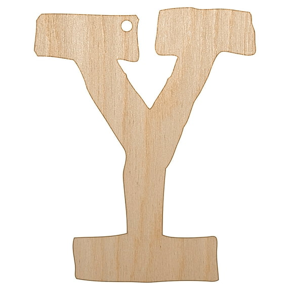 Letter Y Uppercase Cute Typewriter Font Wood Holiday Christmas Tree Ornament Unfinished DIY Pre-Drilled Craft