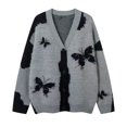 thumbnail image 4 of DHFJKG Mens Knitted Cardigan Sweaters Butterfly Graphic V Neck Button Down Long Sleeve Loose Fit Knitwear Jacket Fall Winter Versatile Outerwear, 4 of 4