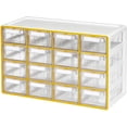 thumbnail image 1 of Medium 16 Drawer Storage Organizer Cabinet - Stackable Bead and Craft Storage, Hardware Small Parts Organizer, Teacher Toolbox (Made in Korea) - Yellow, 1 of 7