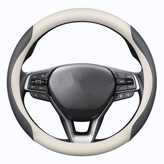 Car Steering Wheel Cover Steering Wheel Cover Protector Universal Car Accessories Suitable For Volkswagen Models-White leather[black]