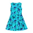 thumbnail image 4 of Renewold Blue Butterfly Girls Sleeveless Sundress Skin Friendly Teen Girls Basic Skater Dress 13-14 Years Old Kids Casual High Waistline Knee Length Dress, 4 of 6