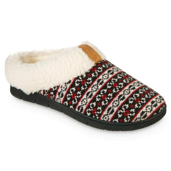 isotoner Women's Fairisle Knit Braelyn Clog Slippers - 8522 (Black, 6-7)