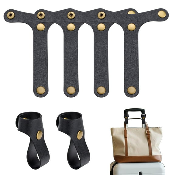 Sekonow 6 Pack Luggage Straps for Carry On Bag, Add a Bag Suitcase Strap PU Leather Travel Belt Luggage Accessories for Tote Bag