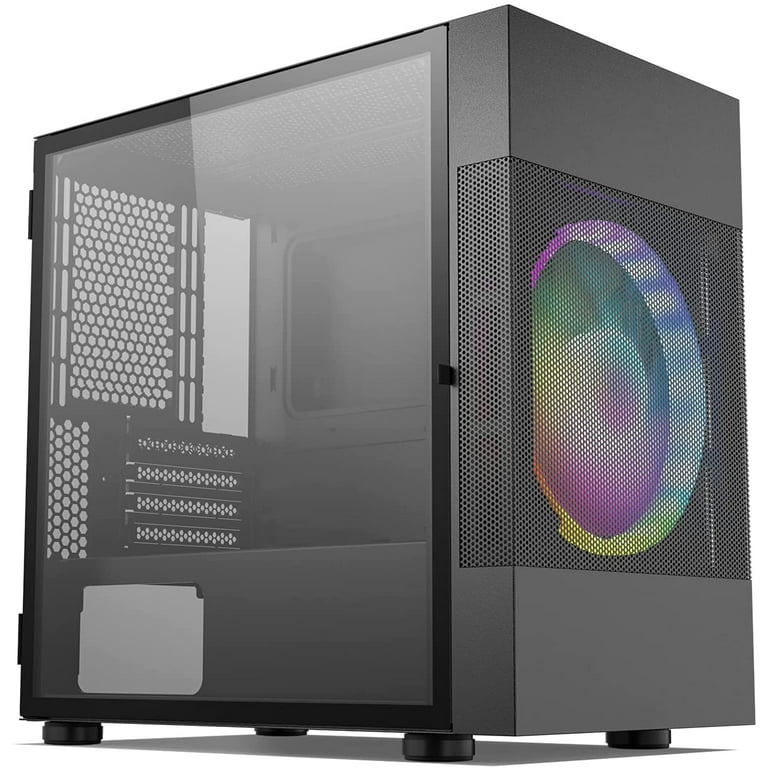 afslappet At blokere Stevenson Vetroo M01 Micro ATX Mini ITX Gaming PC Case, Front 200mm Fan  Pre-Installed, Tempered Glass Side Panel, Mini Tower - Walmart.com