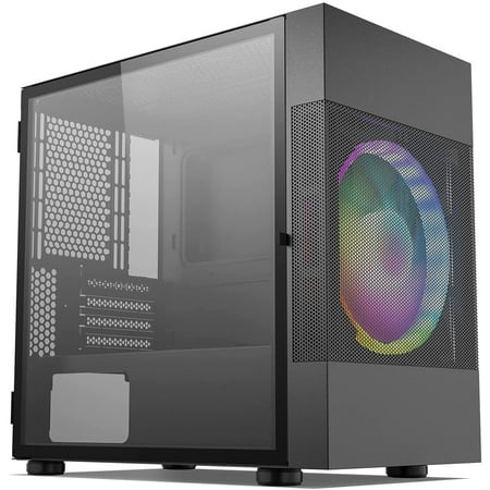 Vetroo M01 Micro ATX Mini ITX Gaming PC Case, Front 200mm Fan Pre-Installed, Tempered Glass Side Panel, Mini Tower