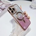 thumbnail image 2 of Compatible with iPhone 13 Pro Max Magnetic Glitter Case,Cute Plating Bling Phone Case Compatible with MagSafe for Women Girls Camera Protector Back Cover for iPhone 13 Pro Max 6.7'' Pink, 2 of 15