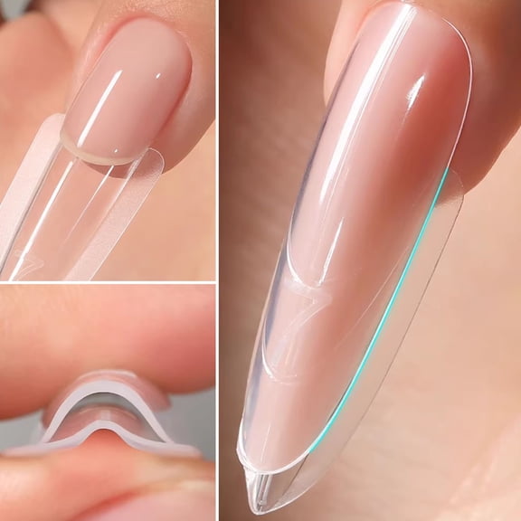 SmartBy 180Pcs Sandwich Nail Forms Reusable Quick Nails Extension Clear Long Nail Mold Women Home Salon Manicure Art Tools