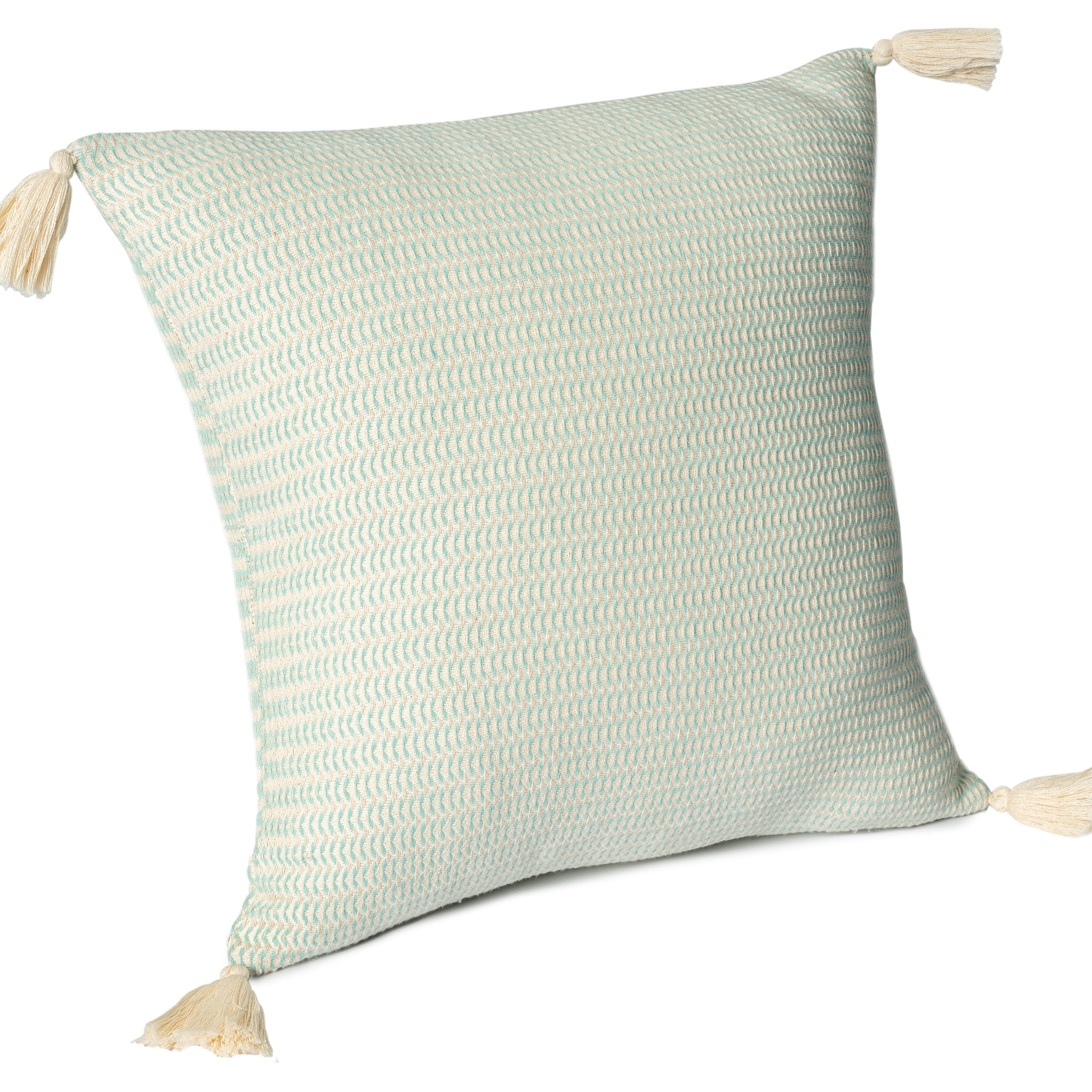 Ox Bay Brinley Light Turquoise Striped Ultra-Soft Turkish Cotton Adult Decorative Throw Pillow