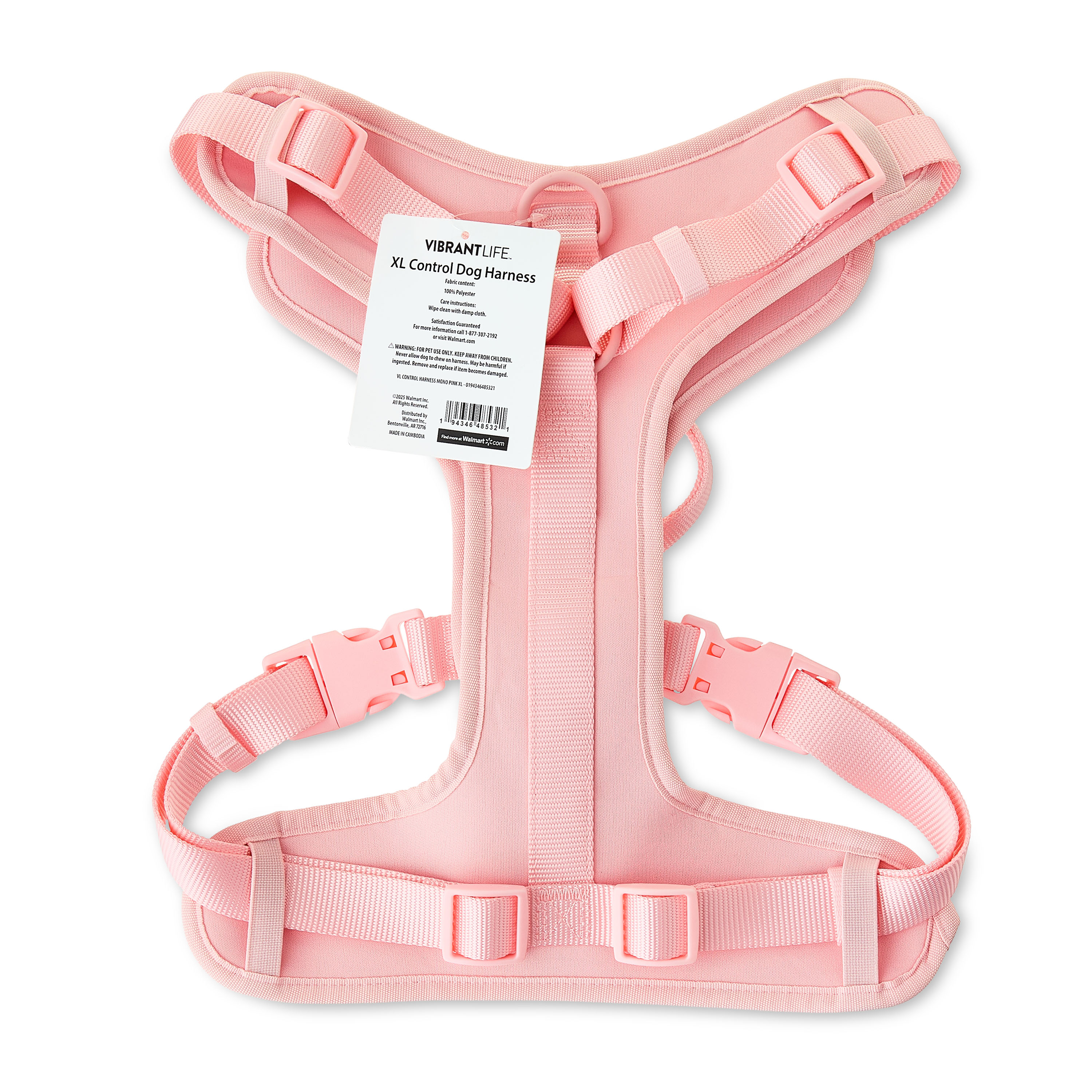 Vibrant Life Neoprene Comfort Control Monochrome Dog Harness, Pink, XL