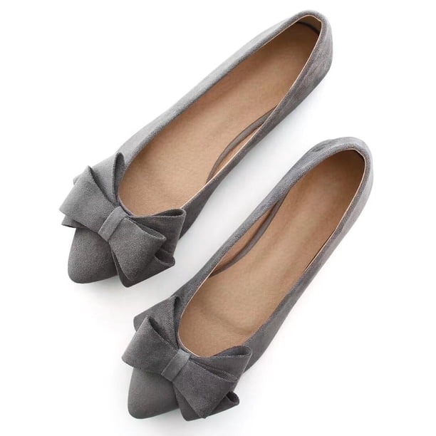 Zapatos planos TN TANGNEST a la moda para mujer con lazo gris, talla 39 (7.5)