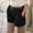 Black, variant on MRULIC shorts for women Women Fashion Solid England Style Mid Waist Casual Summer Shorts Pants Black   L