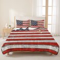 thumbnail image 3 of Full Quilt Set 78''x90'', American Flag Lightweight Bedspread Coverlet Set with 2 Pillow Shams, Red Blue Star Stripes Rustic Farmhouse Wood Breathable All Season Quilt Bedding for Bedroom/Guest Room, 3 of 9