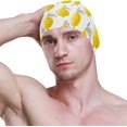 thumbnail image 3 of FYBTO Swimming Cap Yellow Lemons with Leaves Unisex Adult FYBTO Polyester, 3 of 4