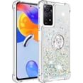 thumbnail image 4 of for Xiaomi Note 11 Pro Glitter Case with Ring Holder, Bling Sparkle Floating Liquid Soft TPU Cushion Fashion Clear Case Cover for Xiaomi Note 11 Pro/Note 11 Pro+  Silver, 4 of 13