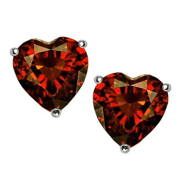 Stunning Sterling Silver RED Heart Shape Stud Earrings