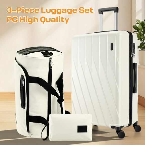 SANOPY 3-Piece Travel System: 20" Hardshell PC Suitcase (TSA Lock)   Convertible Gym Bag (Backpack/Crossbody/Tote)   Leak-Proof Cosmetic Organizer | Steel Handle, 360° Silent Wheels, 3-Year Warranty