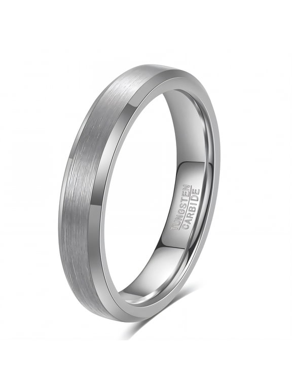 DESIGNICE Tungsten Rings for Men,Second-Skin Sensation Silver Rings for Men,Distinct Profile Groove Ring
