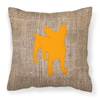 Carolines Treasures BB1108-BL-OR-PW1414 Chihuahua Burlap and Orange   Canvas Fabric Decorative Pillow BB1108 14Hx14W