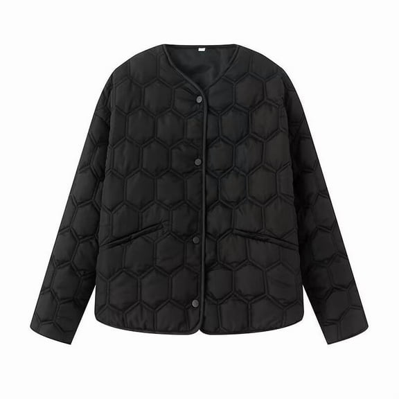 Bibifish Women Jackets Casual Quilted Padded Jackets With Floral Print Oversized Long Sleeve Crewneck Lightweight Workout Outerwear Coats