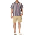 thumbnail image 2 of Lars Amadeus Men's Short Sleeve Button Down Stripes Color Block Printed Shirts S Purple Green, 2 of 6