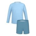 thumbnail image 5 of FSYBOA Girls Rash Guard Swimsuits, 2 Piece Quick Dry Long Sleeves Holiday Kids Bathing Suit Swimwear Light Blue Size 14T, 5 of 7