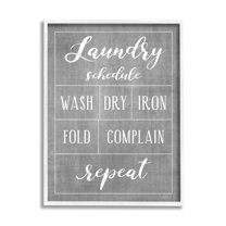 Laundry Schedule Humor Sign Typography Graphic Art White Framed Art Print Wall Art