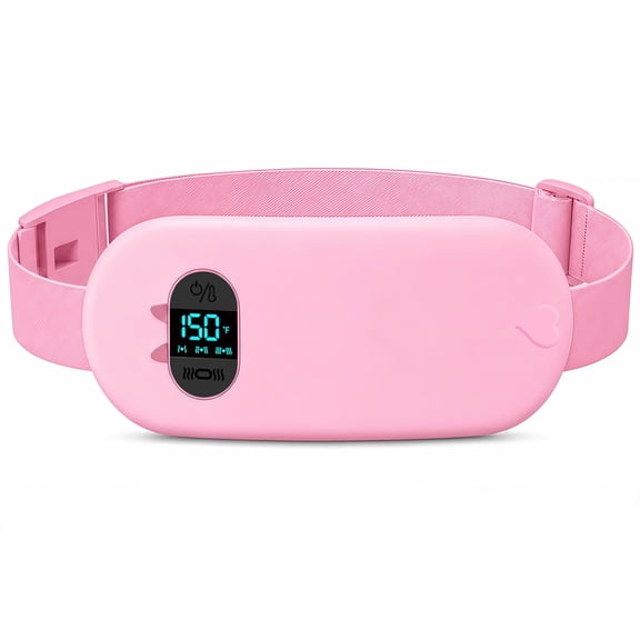 TeSabMi Cordless Heating Pad for Period Cramps, Portable Menstrual Heating Belt with 6 Heat Levels, 6 Vibration Modes, Gift for Women Her Pink
