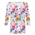 thumbnail image 6 of Womens 2025 Fall 3/4 Sleeve Crew Neck Blouse Fashion Print Casual Loose Fit Shirt Top, 6 of 6