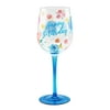 The Pioneer Woman Blue and Pink Floral Stemmed Happy Birthday Wine Glass