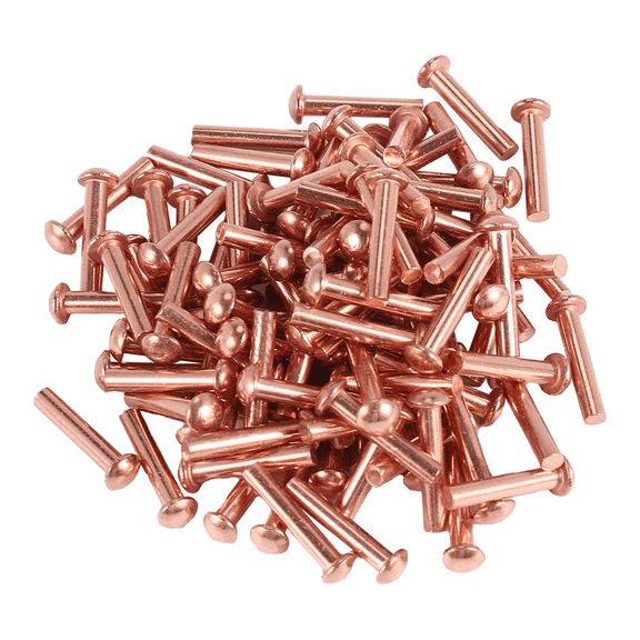 100 Pcs 5/64inch x 25/64inch Round Head Copper Solid Rivets Fasteners xwm25