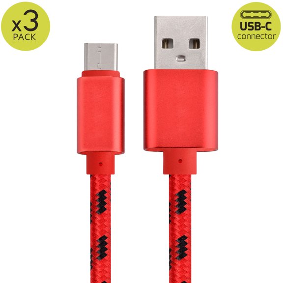 3x 6FT USB Type C Fast Charging Cable USB-C Type-C 3.1 Data Sync Charger Cable Cord For Samsung Galaxy S8 S8 Plus S9 S9 Plus S10 S10  S10e Nexus 5X 6P OnePlus 2 3 LG G5 G6 V20 HTC M10 Google Pixel XL