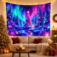thumbnail image 3 of Glowing Winter Forest with Luminous Tree Under Aurora Sky, Dreamy Fantasy for Nature Lovers, Magical Forest Wall Art, Christmas Gift, Tapestry Wall Hanging for Bedroom and Living Room, 3 of 7