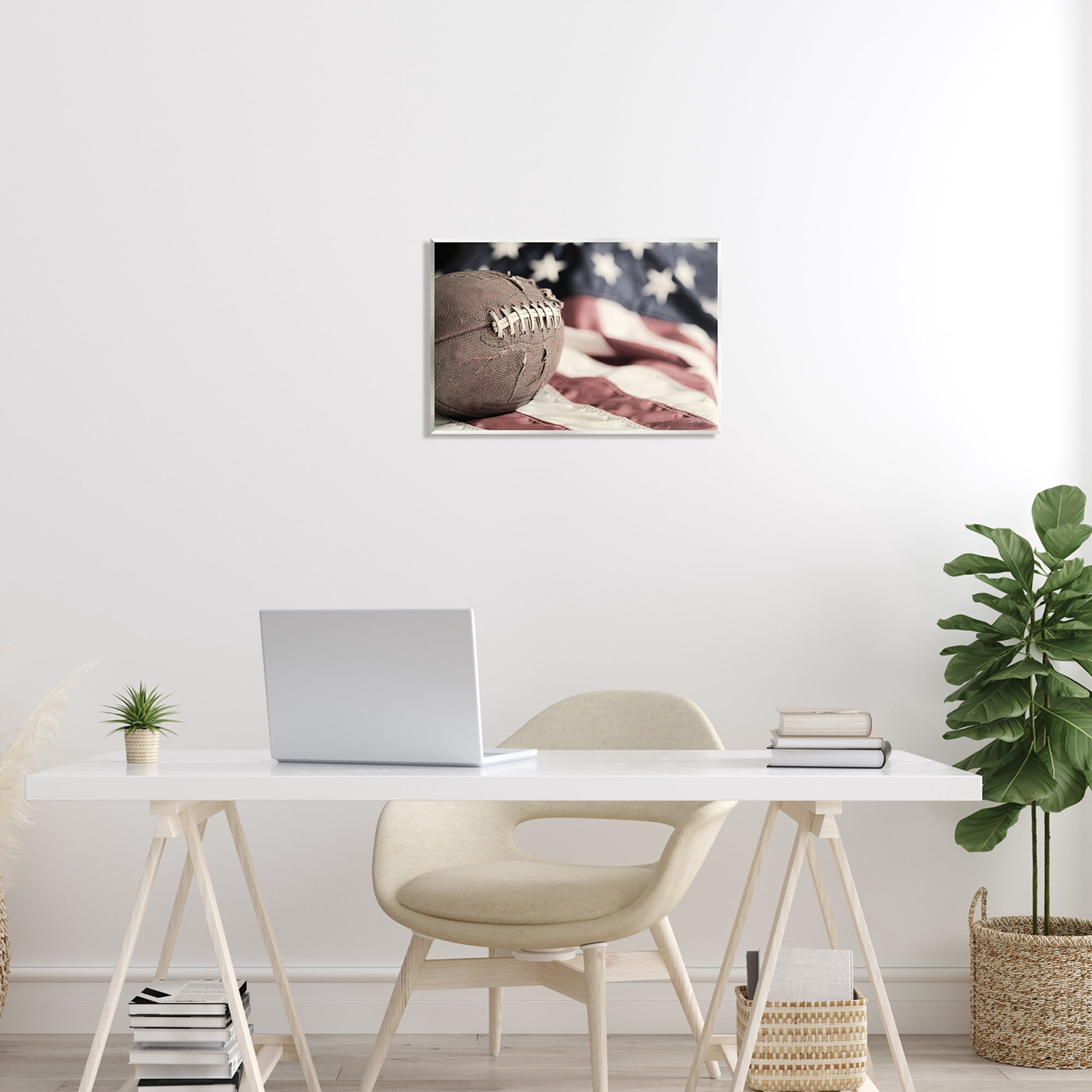 Stupell Industries Football & American Flag Sports Photography Unframed Art Print Wall Art, 19 x 13