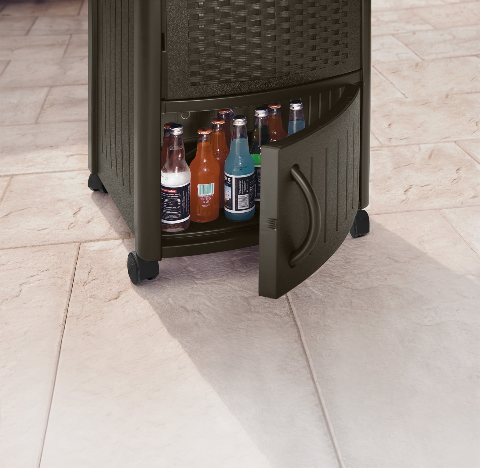 Suncast 77 qt. Resin Wicker Outdoor Cooler Station® Patio Cooler, Java Brown