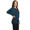 thumbnail image 2 of Women's Boat Neck 3/4 Dolman Sleeve Basic Top Regular & Plus Size Made in USA, 2 of 3