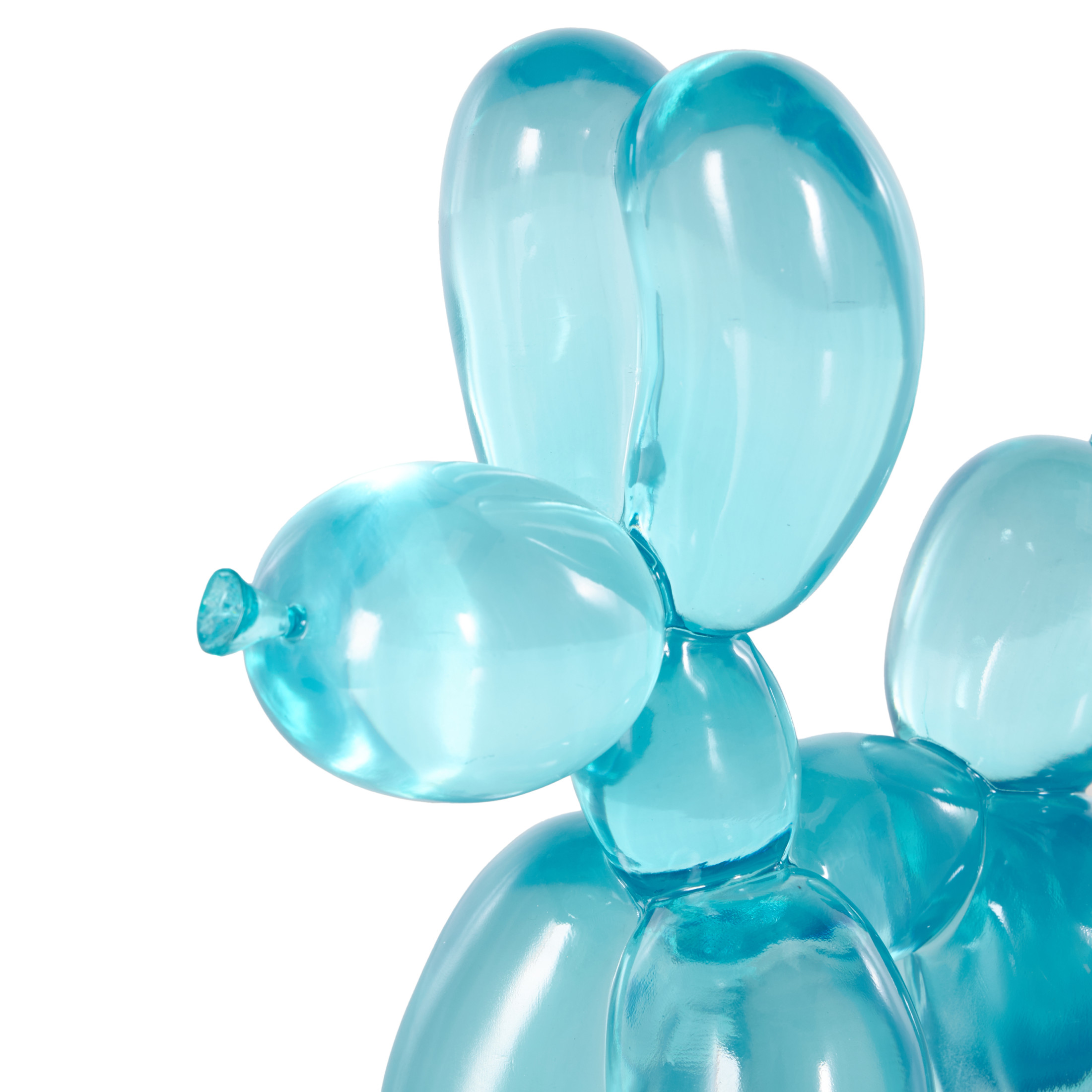 10" x 10" Light Blue Resin Tinted Balloon Dog Sculpture, by DecMode