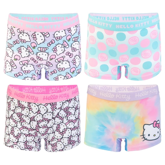 Hello Kitty Girls Boyshort Character Underwear, 4-Pack, Size 4-10