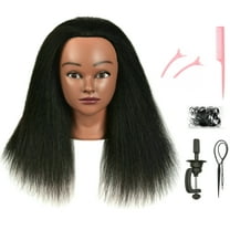 RYHAIR Mannequin Head 100% Human Hair for African American Practice Braiding Styling Cosmetology Barber Training with Stand