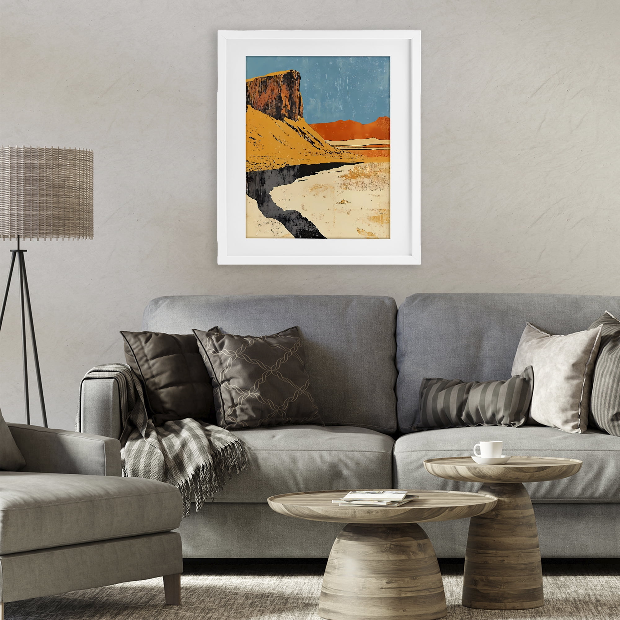 Stupell Industries Canyon Pass Pathway White Framed Print Under Glass, design by Walker Noble