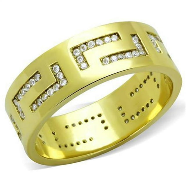 Bague Homme en Acier Inoxydable IP Gold avec AAA Grade CZ en Clair - Taille 8