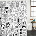thumbnail image 3 of Video Game Waterproof Fabric Shower Curtain,Black White Game Controller Monochrome Waterproof Fabric Shower Curtain for Bathroom Curtains Bathtubs Hotel Shower Curtains with 12 Hooks Extra Long 72x96, 3 of 8