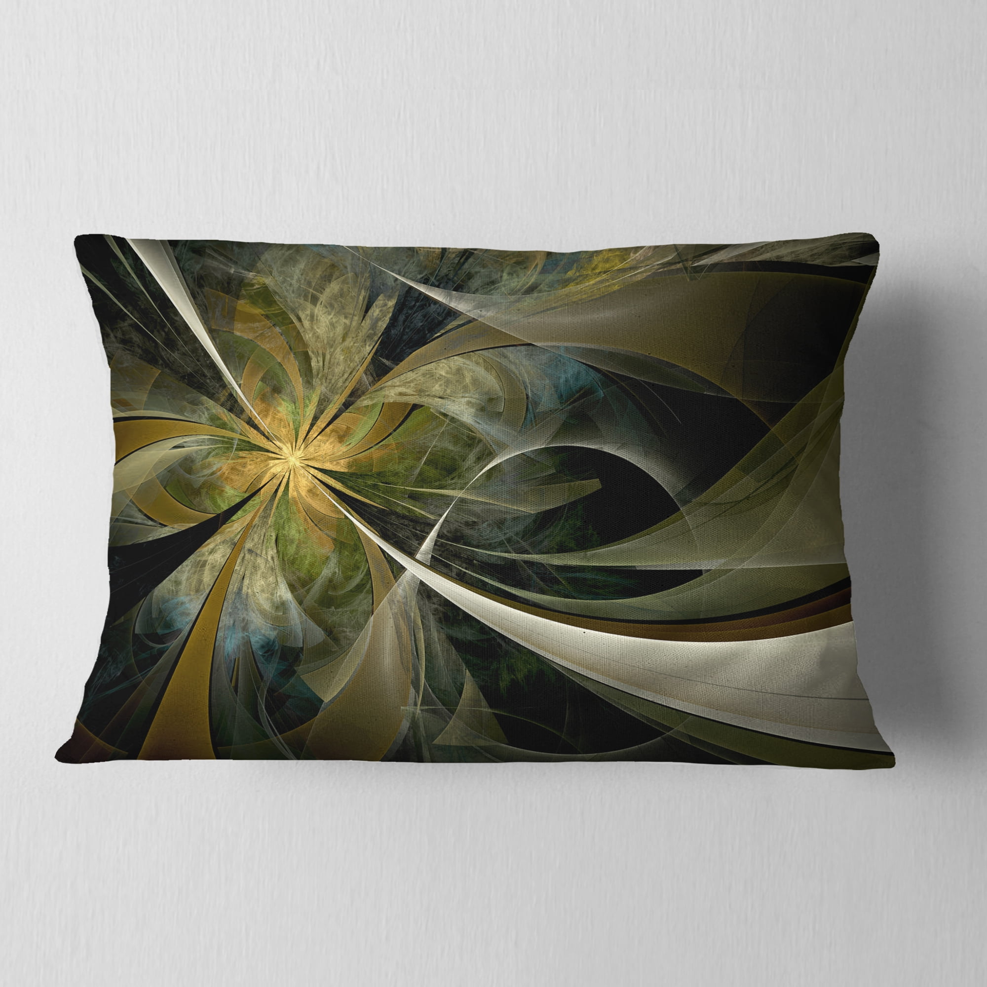 Designart 12" x 20" Black Polyester Throw Pillow