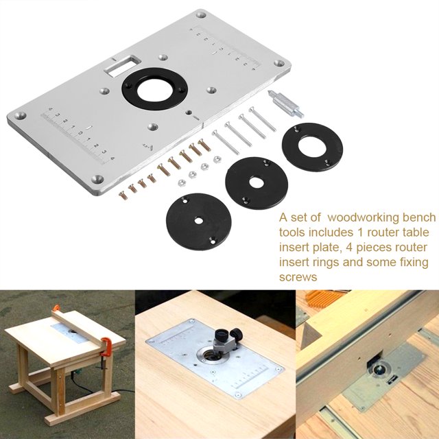 Placa de inserción de la tabla del enrutador de aluminio 235 * 120 * 8m m con 4 anillos y tornillos para los bancos de la carpintería Unbranded JYA02910