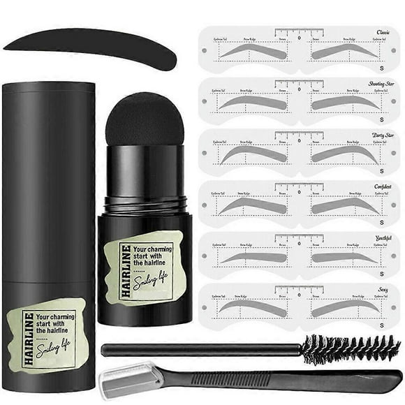 Kit de modelado de sellos para cejas, plantilla de maquillaje reutilizable, polvo para cejas, portátil, resistente al agua, juego de cosméticos